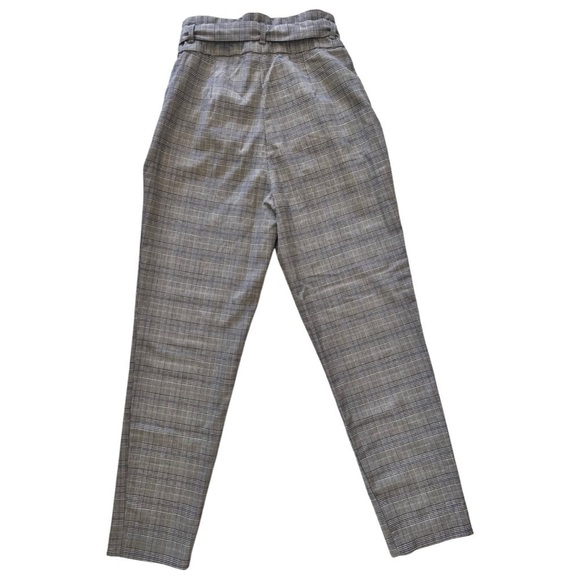 dynamite plaid gray high waist belt pinstripes paper bag pants - Picture 3 of 6